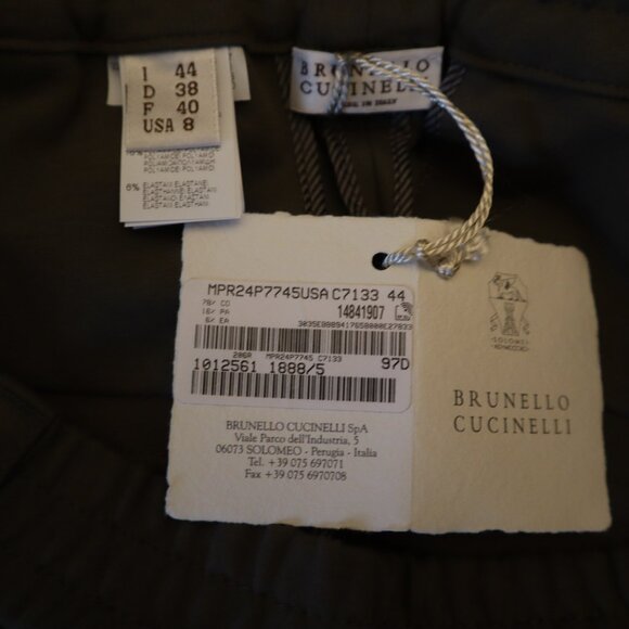 Brunello Cucinelli Pants Military Green Relax Pull On Style Size 8 New Tag $1950 - Picture 10 of 10